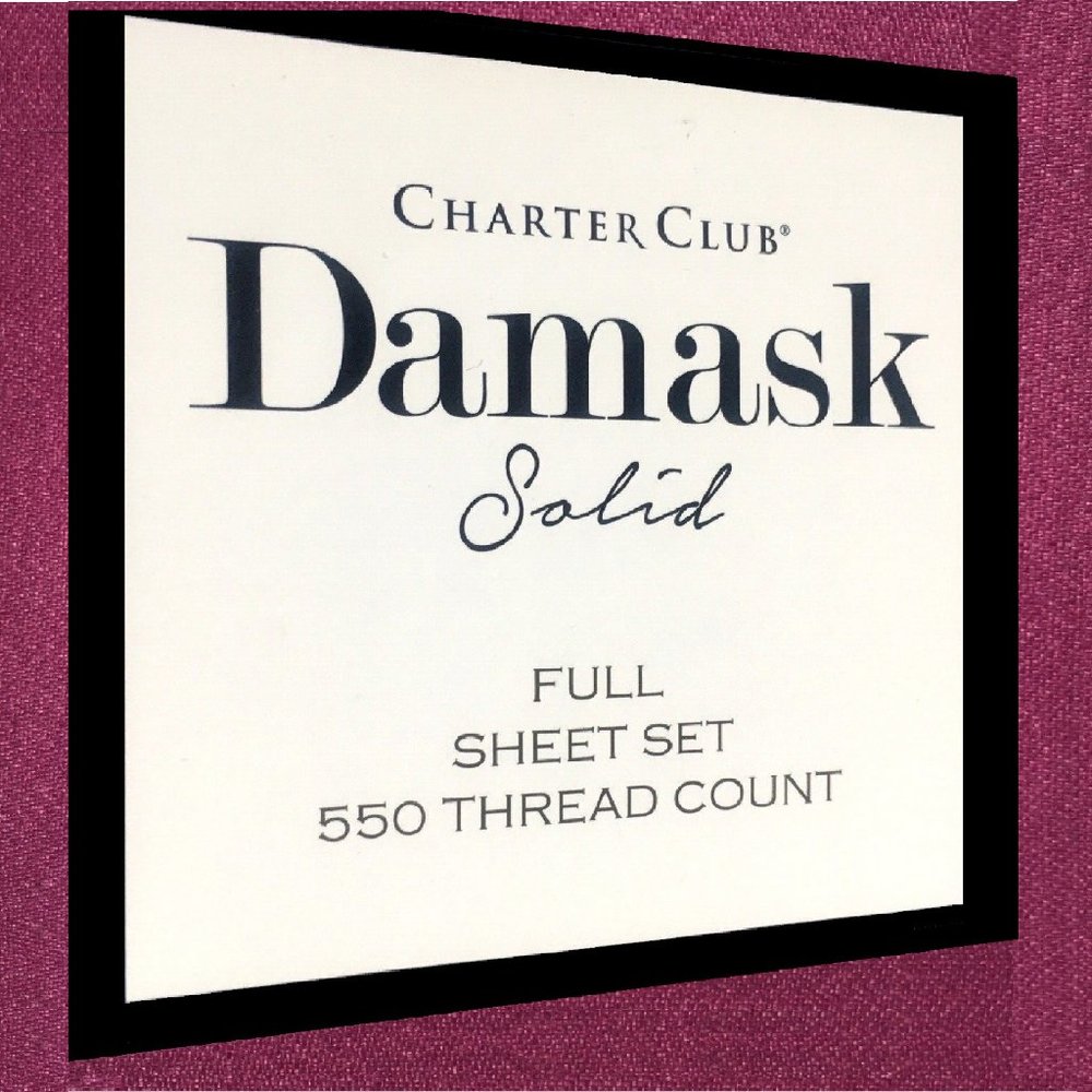 new MULBERRY Charter Club Damask Solid 550 TC 100% Cotton FULL Sheet Set